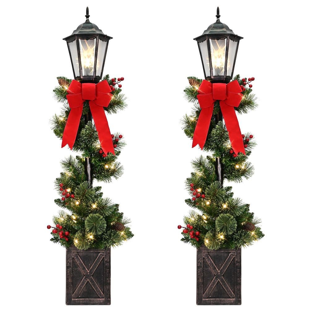 (Set of 2) 4 ft. Artificial Christmas Tree Spiral Lamp Post Trees with 50 Warm White LED Lights Each price history on PriceWatchPro