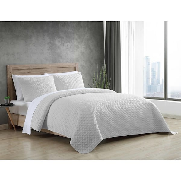 ED-Ellen DeGeneres Washed Solid 2-Piece Gray Plush Microfiber Twin Quilt Set
