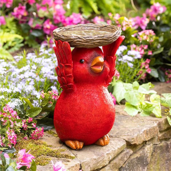 Evergreen Cardinal Resin Birdbath