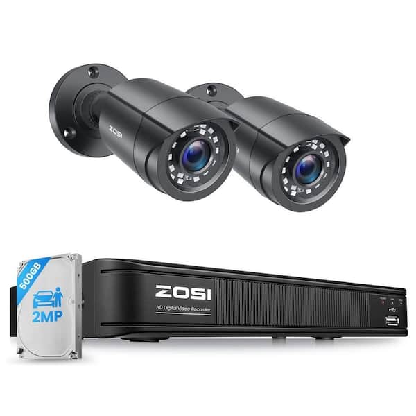 H. 265 plus 8-Channel 3K-Lite DVR Security Camera System with 2X 1080P Wired Bullet Cameras Pre-installed 500GB HDD