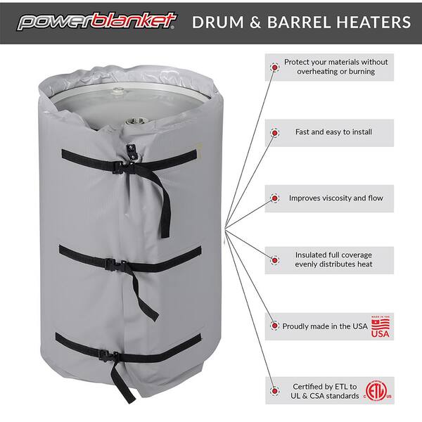 Buy 15 Gallon Heated Drum Blankets On Sale - Electric Powered Blankets for  Metal or Plastic Drums or Barrels, Ideal for 2-Part Spray Foam Insulation  Adhesive