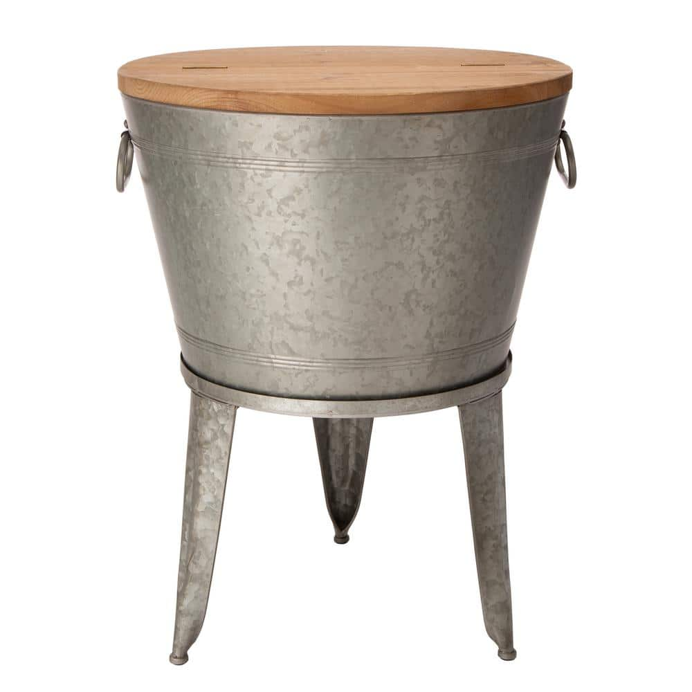 Glitzhome 26.29 in. H Gray Galvanized Beverage Tub with Metal Stand or ...