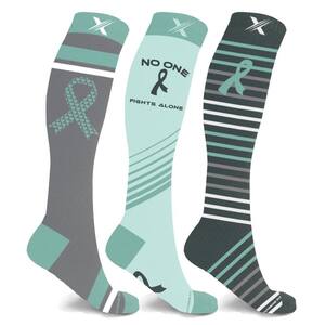 Ovarian Cancer Awareness Knee High Compression Socks-L (3-Pairs)