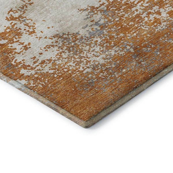 Mayfield Premium Machine Washable Abstract AMF1027 Copper 9 ft. x 12 ft. Area Rug