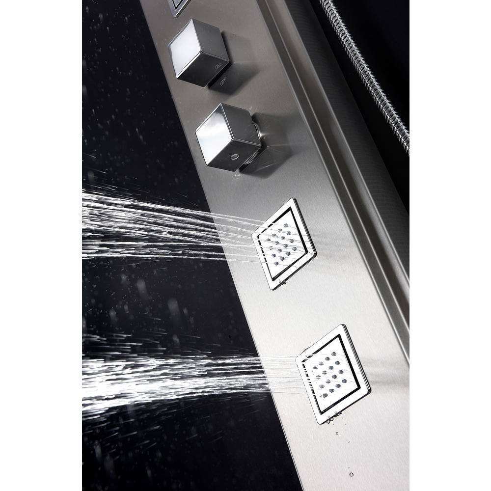 Visor Series 60'' Brushed Steel Shower Panel with Body Jets