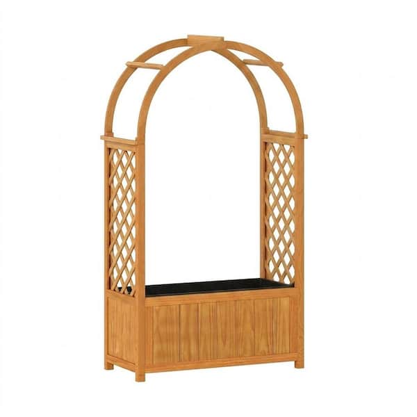 Orange Pine Wood Raised Garden Bed with Lattice Trellis and Arched Roof (33 in. L x 15 in. W x 57 in. H)