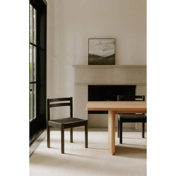 Osric Black Dining Chair, Solid Oak Frame, Paper Rope Seat - (Set of 2)