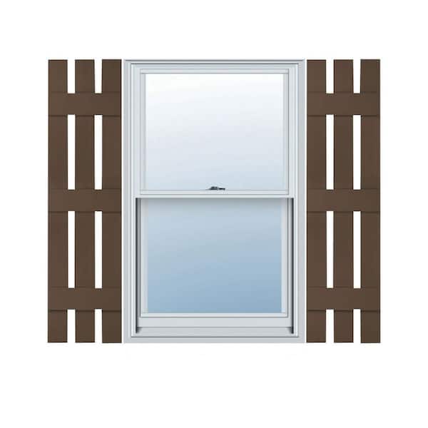 Builders Edge 12 in. W x 72 in. H TailorMade Three Board Spaced (3 Batten), Board-n-Batten Shutters - Federal Brown