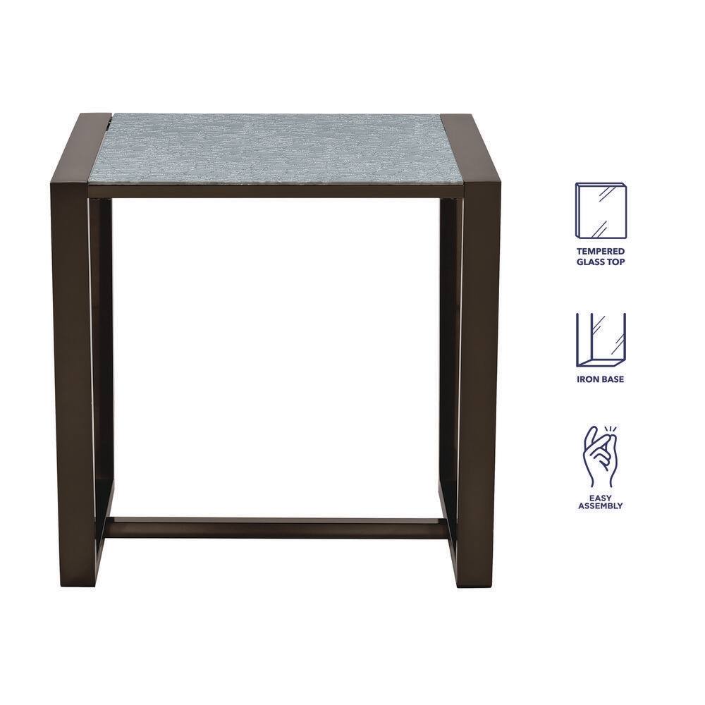 Mazie 24" Square End Table with Patterned Mirror Top