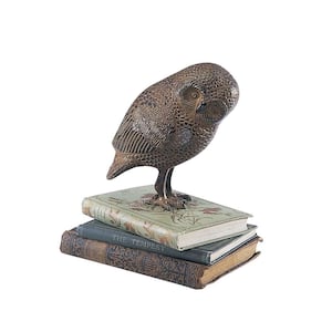 Indoor Outdoor Saw Whet Owl Statue, 6.75 in. Tall Rustic Bronze Painted Finish