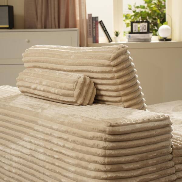 Allwex JOJO 67 in. Wide Square Arm Plush Corduroy Modern Rectangle