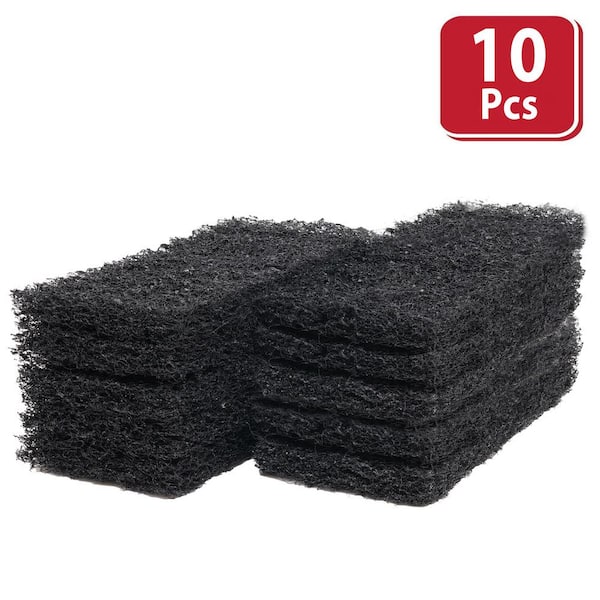 BISON LIFE 4.5 in. Cleaning and Scrubbing Pad, Black Heavy-Duty Surface Cleaning Scrub, Scouring, Abrasive, (10-Pieces)