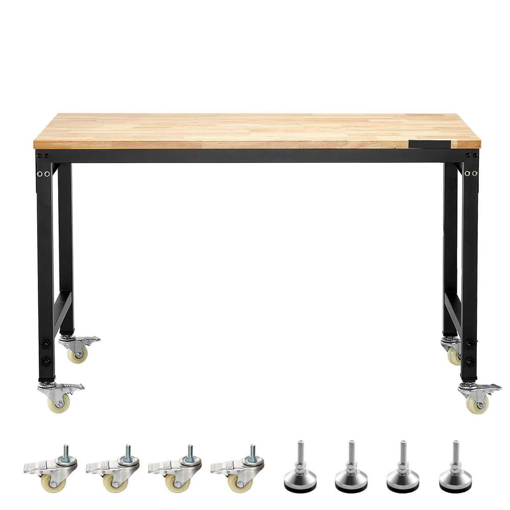 Adjustable Workbench, 2000 lbs. 48 in. Depth, 24 in. Width, with Wheels, Heavy Duty Oak Wood Top Work Table for Garage price history on PriceWatchPro