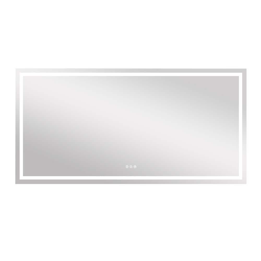 FORCLOVER Anti-Fog LED Light 84 in. W x 42 in. H Large Rectangular  Frameless Wall Mounted Bathroom Vanity Mirror (With Plug) MRE-AL8442 - The  Home