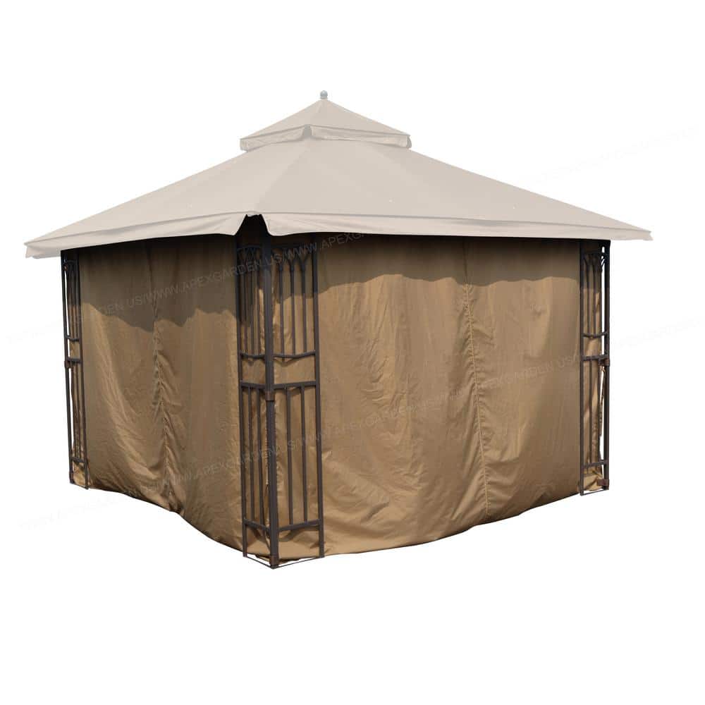 APEX GARDEN Privacy Curtain Set for 10 ft. x 10 ft. Gazebo in TAN ...
