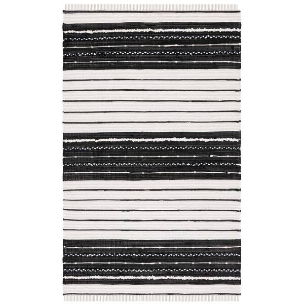 SAFAVIEH Striped Kilim Black Ivory 8 ft. x 10 ft. Striped Area Rug
