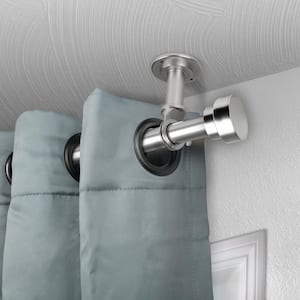 Bonnet Ceiling 28 in. - 48 in., 1 in. Dia Single Curtain Rod/ Room Divider in Satin Nickel