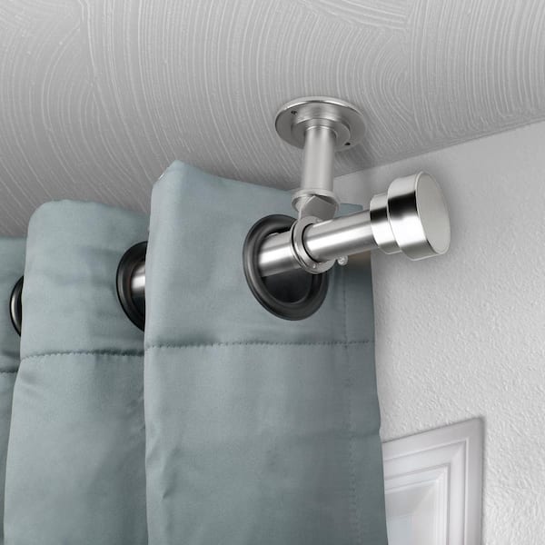 Bonnet Ceiling 66 in. - 120 in. Single Curtain Rod in Satin Nickel with Finial