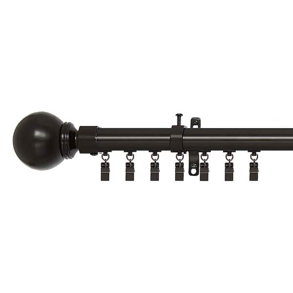 ACHIM Innovative Porter 36 in. - 66 in. Adjustable 1 in. Traverse Curtain Rod in Oil Rubbed Bronze Porter Finials