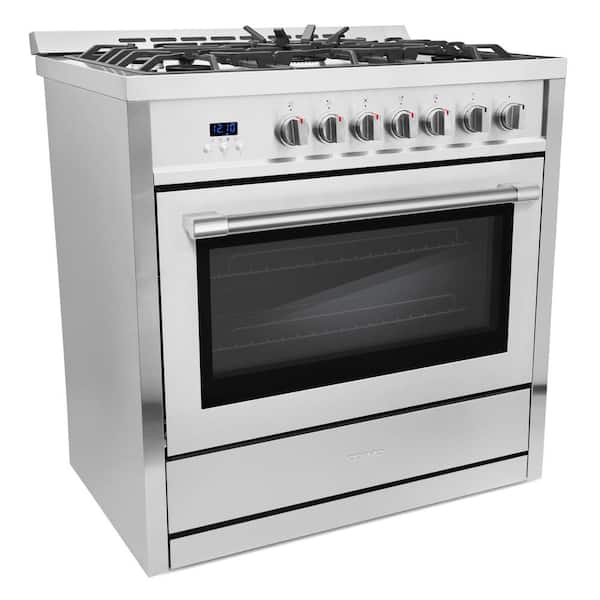 36 in. Nebula Collection 3.8 cu. ft. Gas Range, 5 Burners, Rapid Convection Oven, Smooth Grip Handle in Stainless Steel