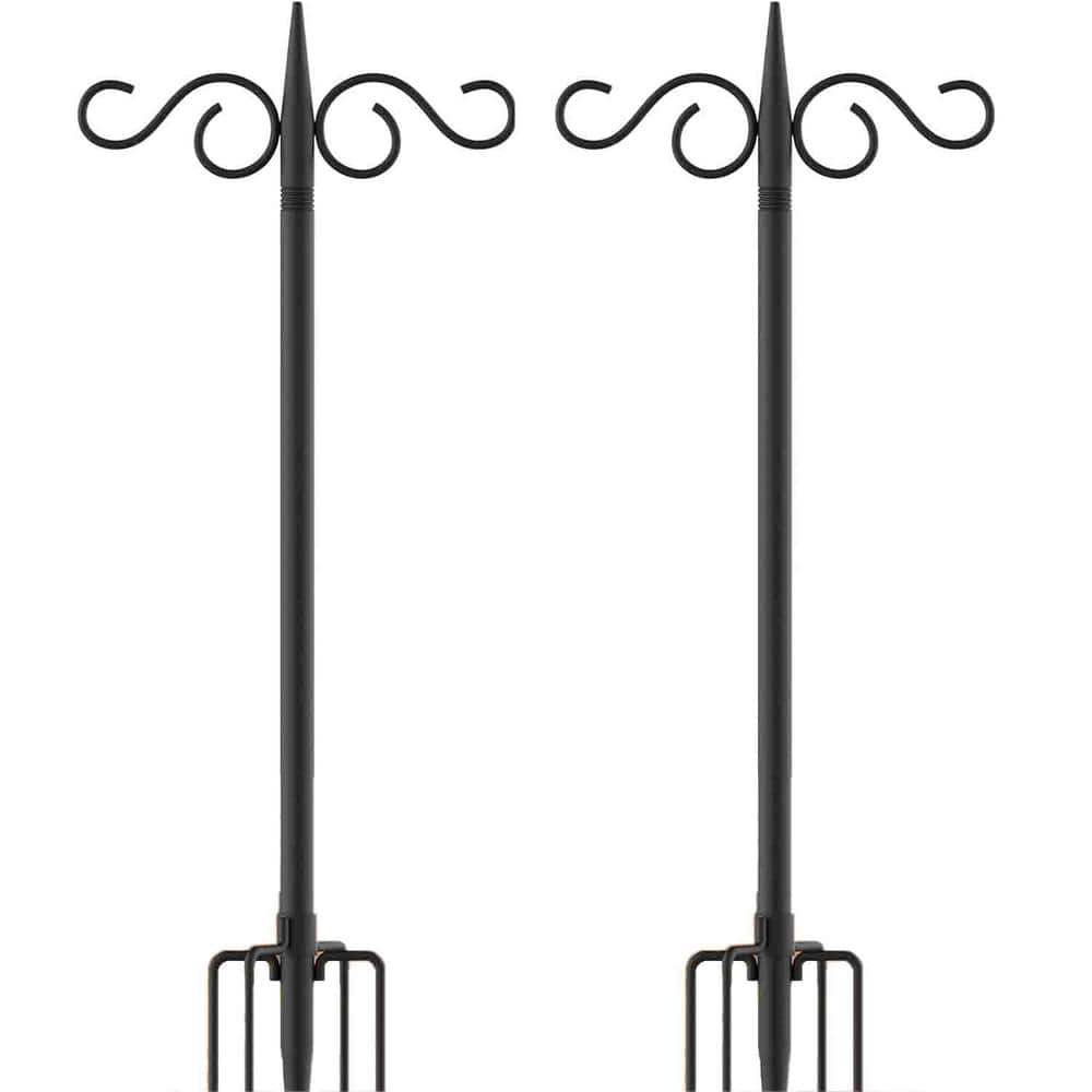 108 in. Black Metal Shepherd Hook (2-Pack)