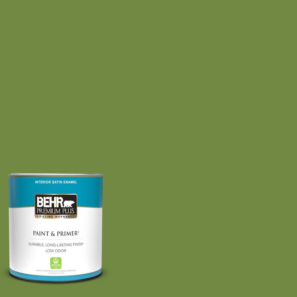 BEHR PREMIUM PLUS 1 qt. MQ444 Green Dynasty Satin Enamel Low Odor