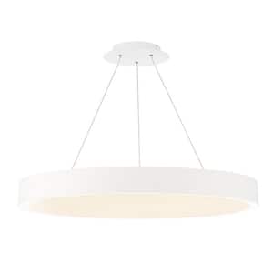 Corso 43 in. 1100-Watt Equivalent Integrated LED White Pendant with PC Shade