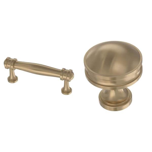 Charmaine 3 in. Cabinet Drawer Pull and 1-1/8 in. Cabinet Knob, Champagne Bronze Combo
