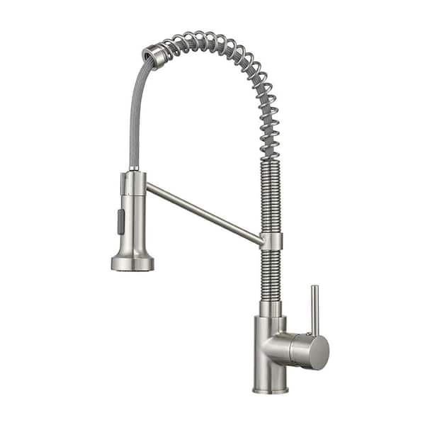 Aosspy Single Handle Pull Down Sprayer Kitchen Faucet with Spot Resistant in Brushed Nickel