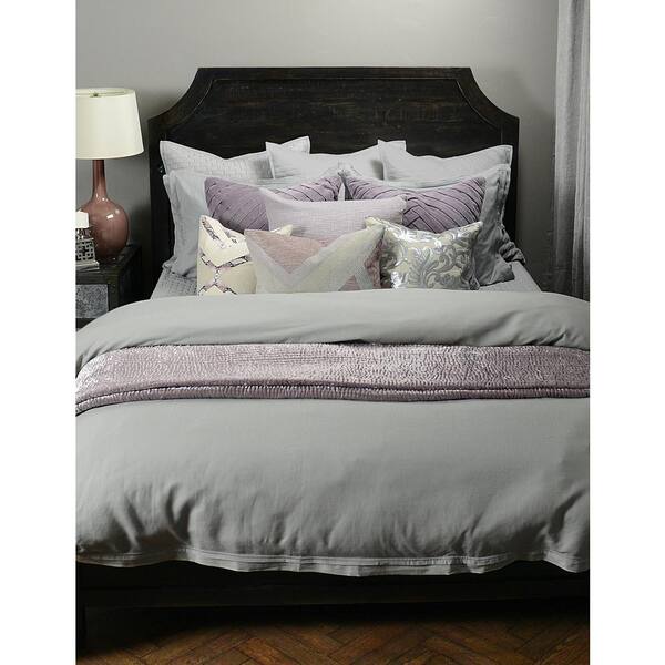 Unbranded Harlow Gray Solid King Linen Duvet Cover