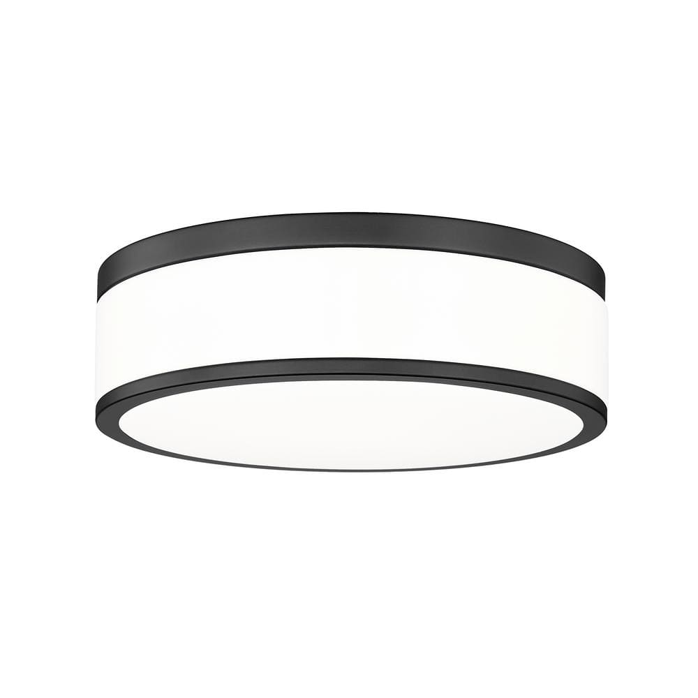 Ballord 12 in. Matte Black Flush Mount with Acrylic Shade and no bulbs