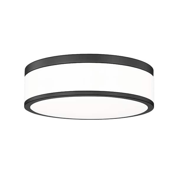 Unbranded Ballord 12 in. Matte Black Flush Mount with Acrylic Shade and no bulbs