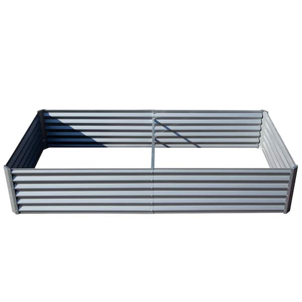 6 ft. x 3 ft. x 1.5 ft. Silver and White Steel Outdoor Planter Garden Boxes (1-Pack)