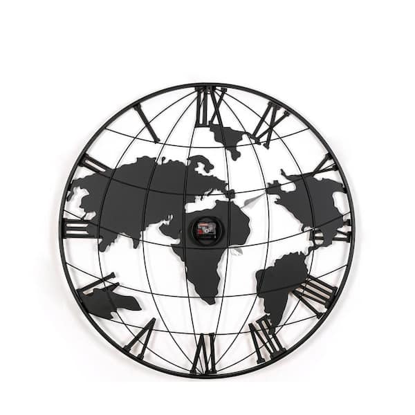 Large Vintage Black Rectangular Wall Clock with Black Roman Numerals, Home Decor Accent Clock