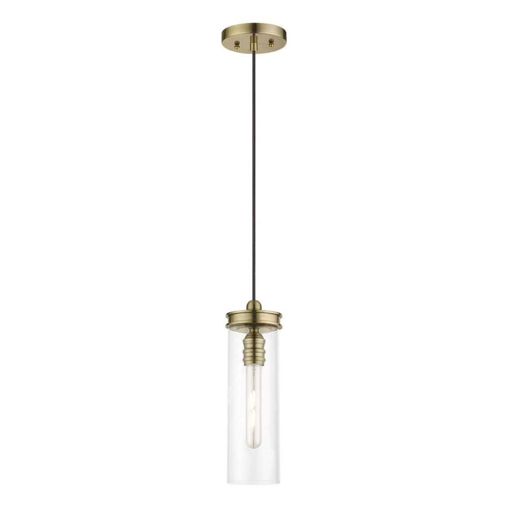 Antique Brass Mini Pendant with Clear Glass Shade