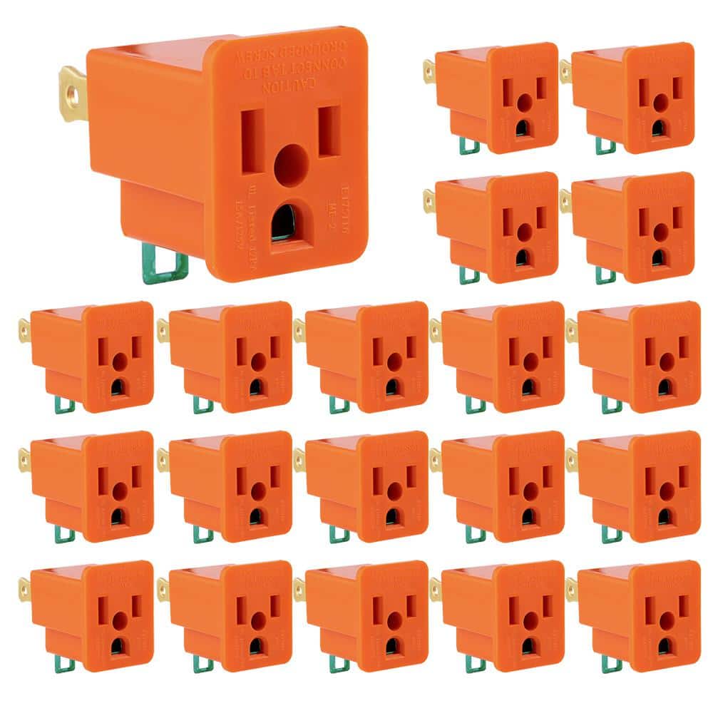 Polarized Grounding 2-Prong Adapter, Orange, (20-Pack)
