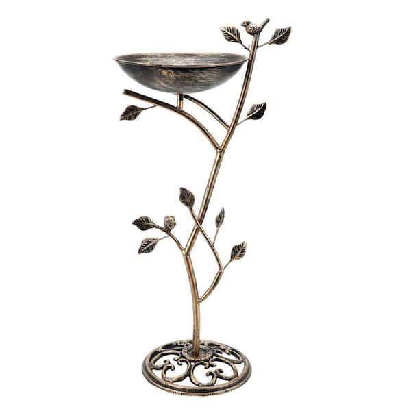 11.4 in. W x 31 in. H Cast Iron Pedestal Birdbath Bowl, Freestanding Birdbath for Outdoors, Birdbath for Outside, Bronze