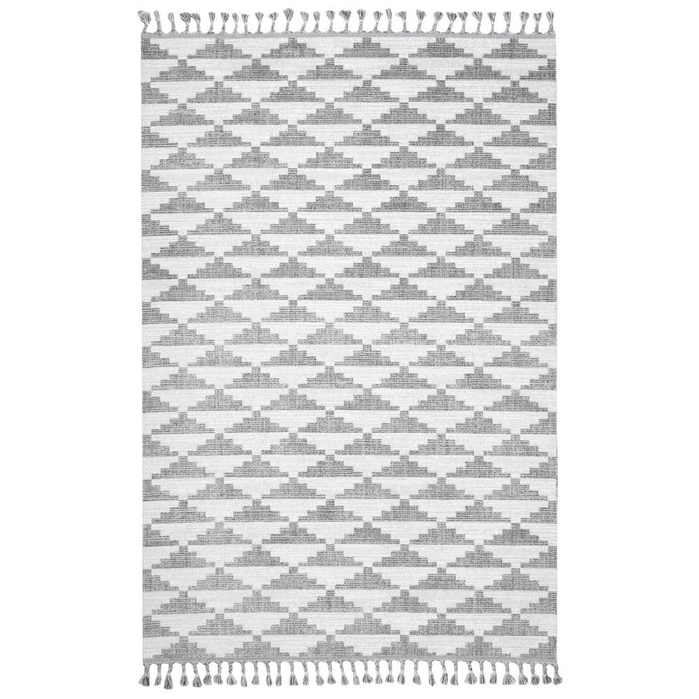 INK+IVY Arbor Cotton Pile Tufted Bath Rug with Grey and Ivory