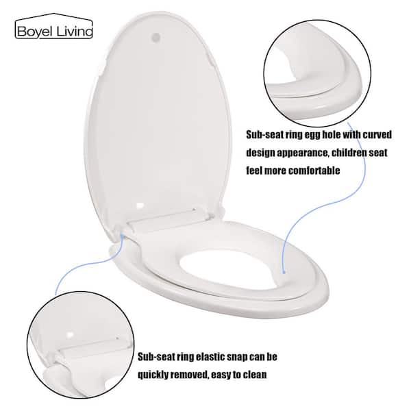 Boyel Living Elongated Closed Front Toilet Seat in White TYTS