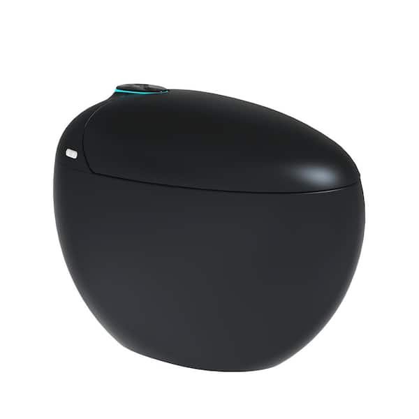 Egg-Shaped Round Bidet Toilet 1.19 GPF in Black with Tank, Auto Open/Close, Heated Seat, Dryer, Night Light