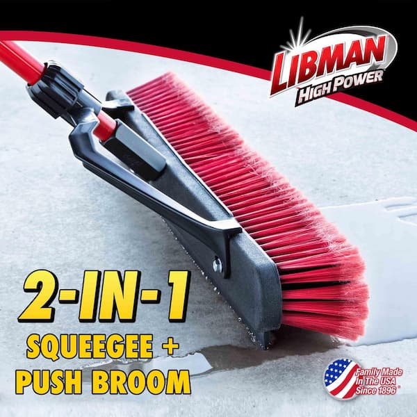24 in. High Power Heavy-Duty Multi-Surface Squeegee Push Broom with Brace and Steel Handle