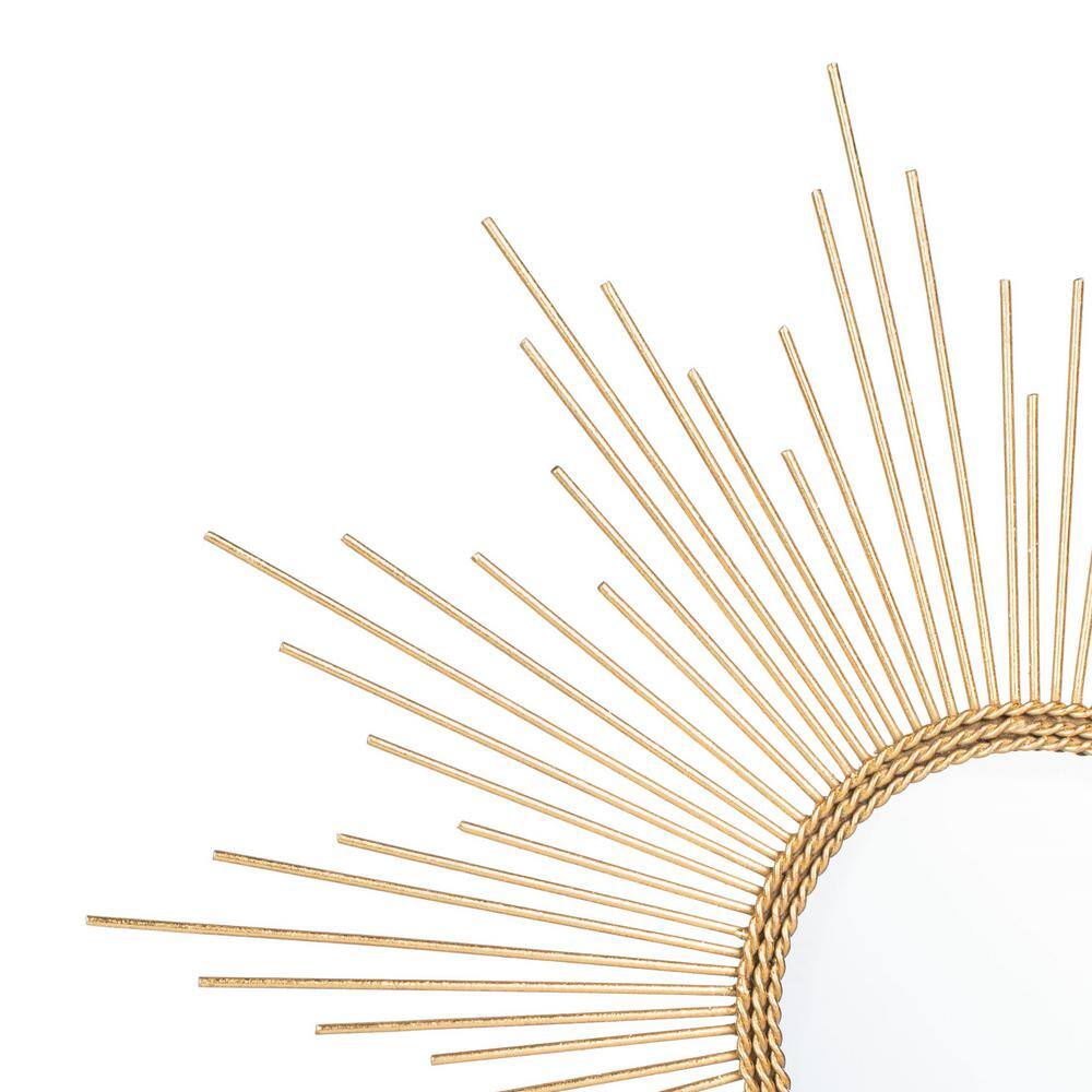 Radiant Gold Leaf Round Sunburst Vanity Mirror