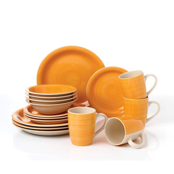 Unbranded 16-Piece Honey Yellow Porcelain Dinnerware Set (Service for 4)
