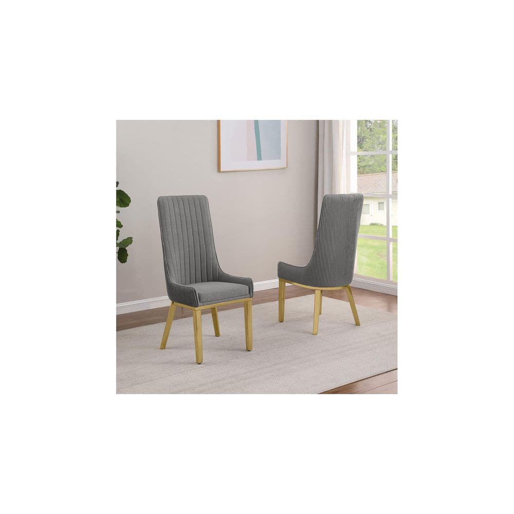 46 in. H Gray Finish High Solid Back Armless Dining Chair with Fabric Seat Material price history on PriceWatchPro