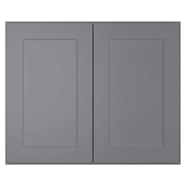 HOMEIBRO 30 in. W x 12 in. D x 24 in. H in Shaker Gray Plywood Ready to Assemble Wall Cabinet 2-Doors 1-Shelf Kitchen Cabinet