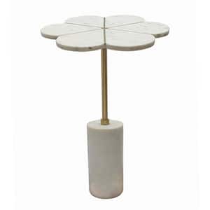 16.1 in. Brass Spray Round Marble End Table