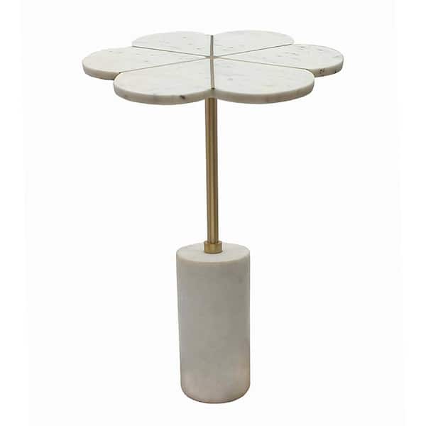 A & B Home 16.1 in. Brass Spray Round Marble End Table