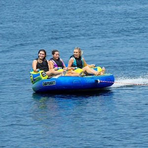 86 in. Blue Durable Barca 3 Person Comfy Kickback Lite Towable Boat Tube