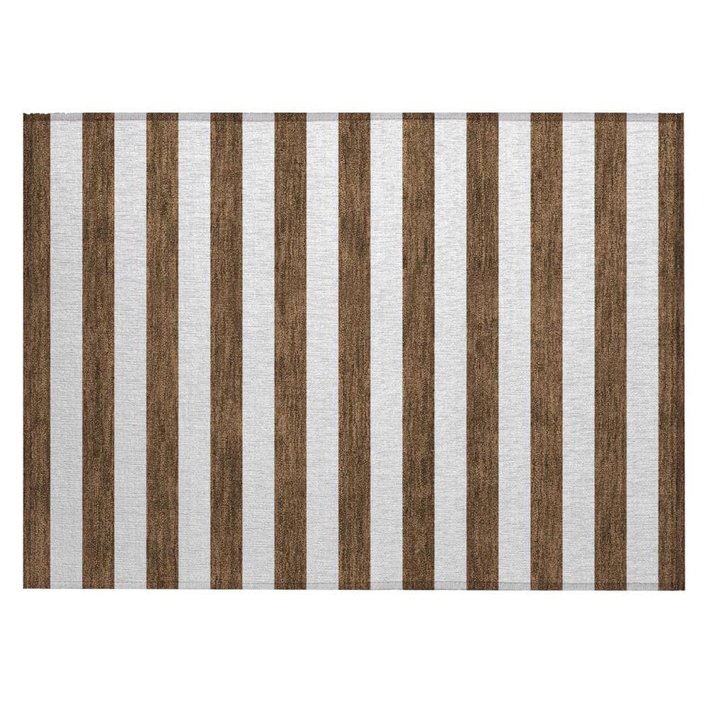 Chocolate 2 ft. x 3 ft. Woven Striped Polyester Rectangle Indoor/Outdoor Area Rug price history on PriceWatchPro