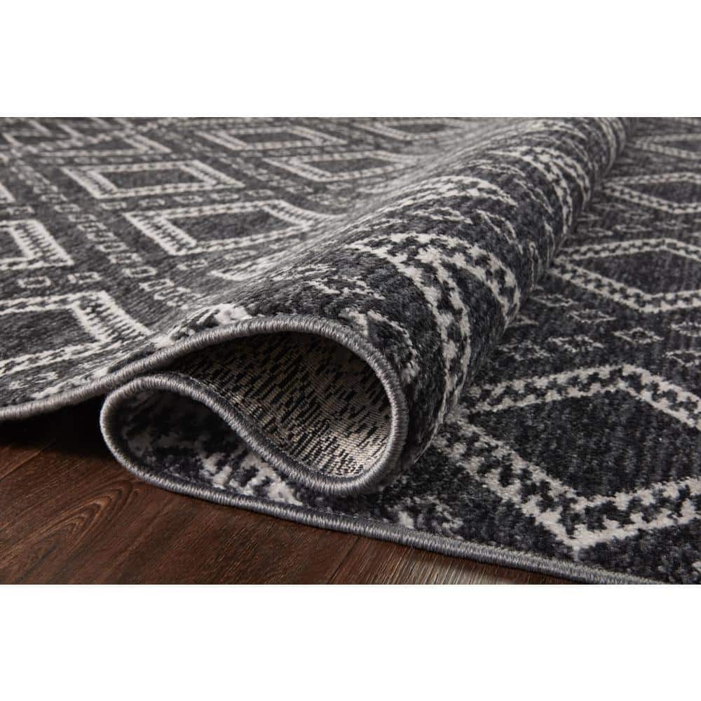 Vance Charcoal and Dove Geometric Synthetic Square Rug Sample
